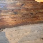 Half dirty and half clean floor before and after wood floor cleaning services in Latrobe PA