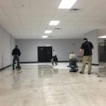 Dirty white floor before commercial cleaning in North Huntingdon, PA