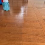 Before and after wood floor cleaning services on floor in Latrobe PA
