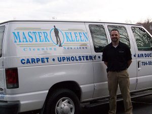 Mark today standing in front of Master Kleen professional cleaning business van in Jeanette PA